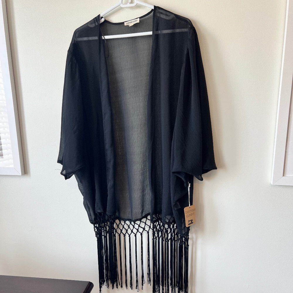 Cotton Candy LA sheer tassel bottom wrap/shawl